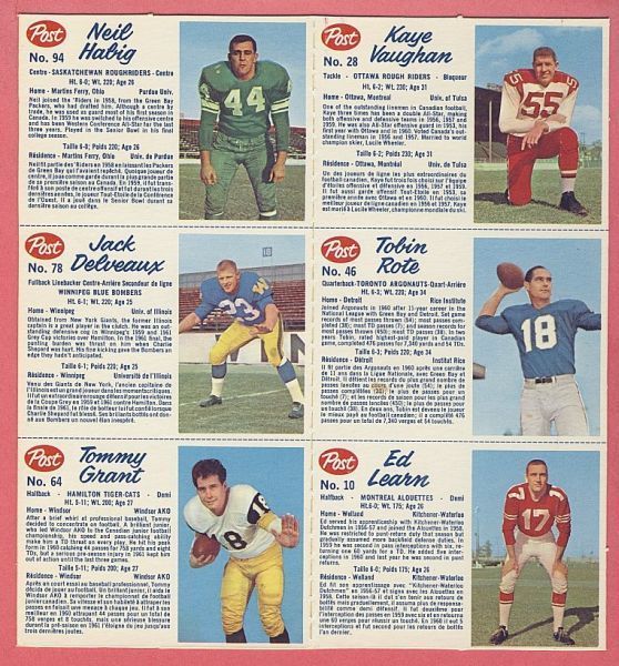 An Uncut Panel of 1966 Philadelphia Football Cards